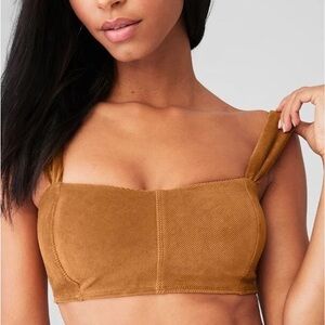 Alo Yoga Micro Corduroy Winter Break Bra, M *Toffee Brown *SOLD OUT COLOR* EUC